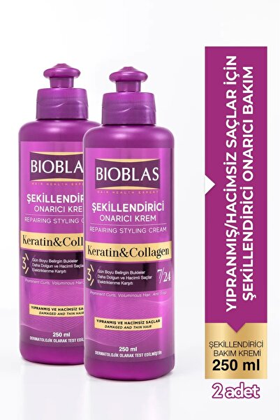 Bioblas 7 24 Şekillendirici Saç Bakım Kremi Belirgin Bukleler Dalgalı Ve Kıvırcık Saçlar 250ML 2'li