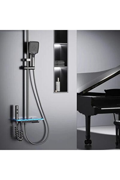 Sanlux Coloana dus cu 4 functii, display si banda led, 30cm, Antracit - BSL17