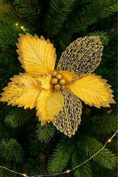 BeySüS Yılbaşı Çam Ağacı Süsü Ata Çiçek Gold