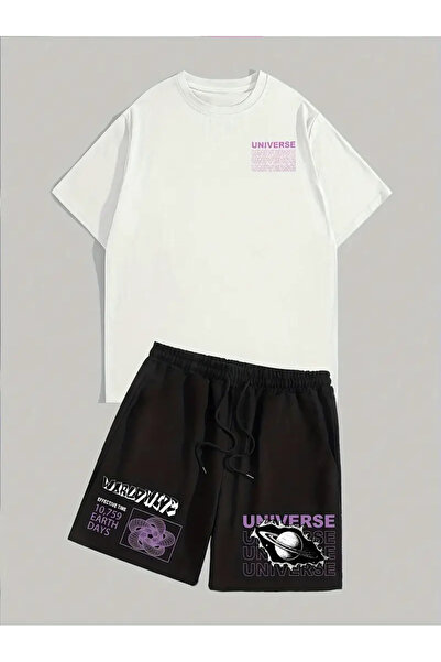 ACTIVE MODA -BASKILI UNIVERSE Чоловічий бавовняний великий розмір футболка-шорти 2-х комплект Oversize