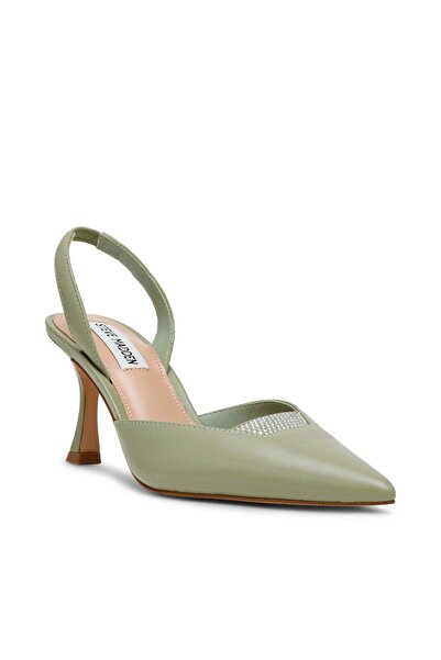 Steve Madden Womens Yala Olive Leather Heels