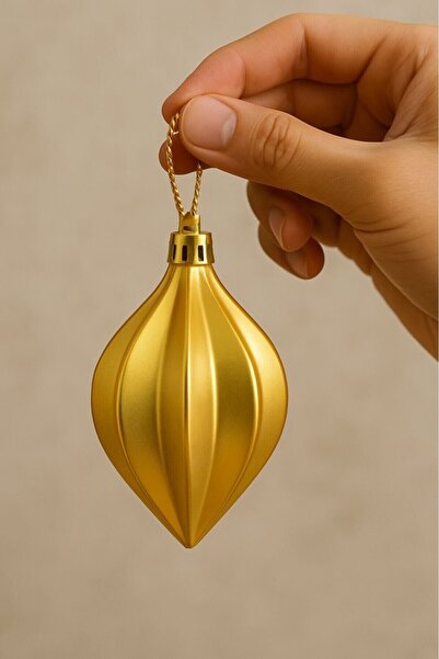 BeySüS Yılbaşı Çam Ağacı Süsü Parlak Gold Damla Cici Top 9 Cm 2'li