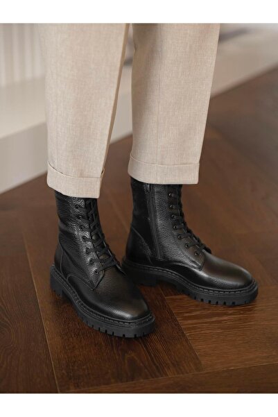 ECENİN BUTİĞİ Danita Siyah Deri Postal