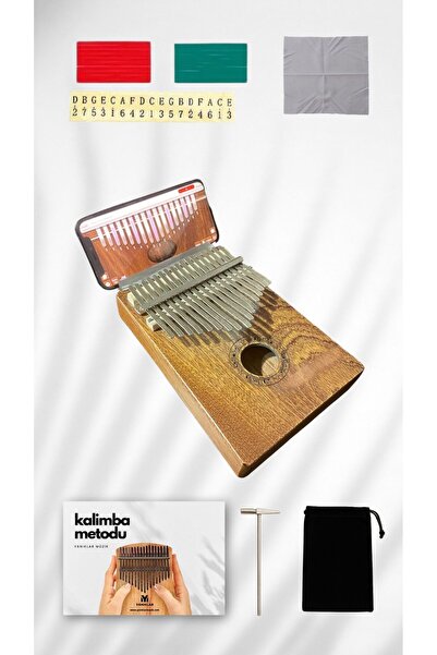 SALVADOR Telefon Tutuculu 17 Tuşlu Maun Kalimba + Çekiç Ve Kılıf + Kalimba Me...