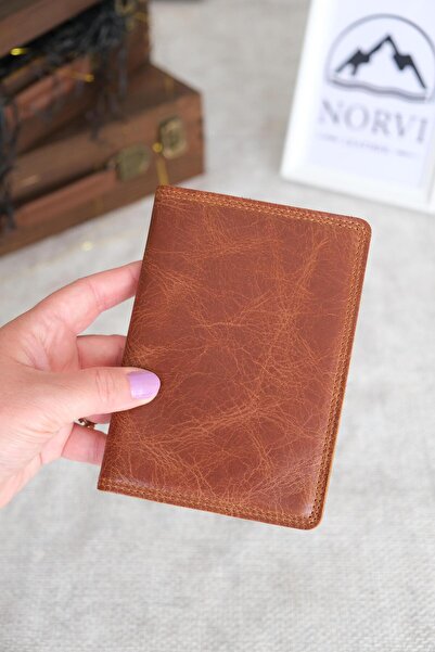 Norvi Leather Genuine Leather Passport Cover and Luggage Tag Tan 1118