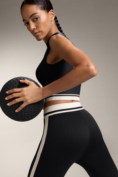 Oysho Bilek hizasında yüksek bel Perfect-adapt yan çizgili 65 cm tayt