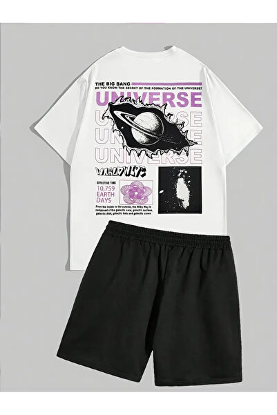 ACTIVE MODA -BASKILI UNIVERSE Чоловічий бавовняний великий розмір футболка-шорти 2-х комплект Oversize