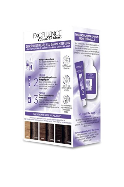 L'Oreal Paris Excellence Cool Creme Saç Boyası – 6.11 Ekstra Küllü Koyu Kumral 2'li Set