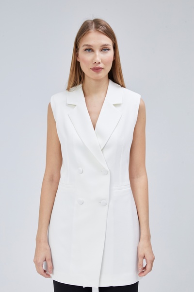 Bolivente Women's Long Double Breasted Woven Vest