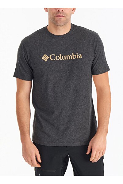 Columbia Antrasit Erkek V Yaka Normal Kalıp Baskılı T-Shirt