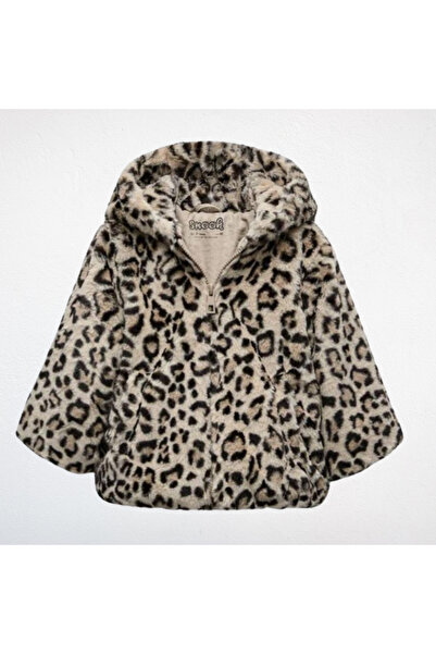 NOBLEKIDS Leopard Patterned Hooded Children's Plush Coat