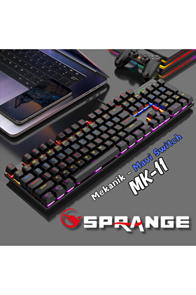 SPRANGE Mekanik Oyuncu Klavyesi | RGB | Türkçe Q | Blue Switch | Kablolu | Siyah
