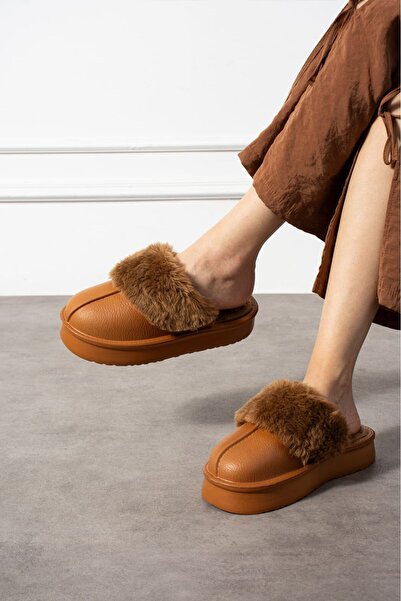 MÜJERİL'S Γυναικείες παντόφλες εσωτερικού χώρου Rain Fur Flat Sole