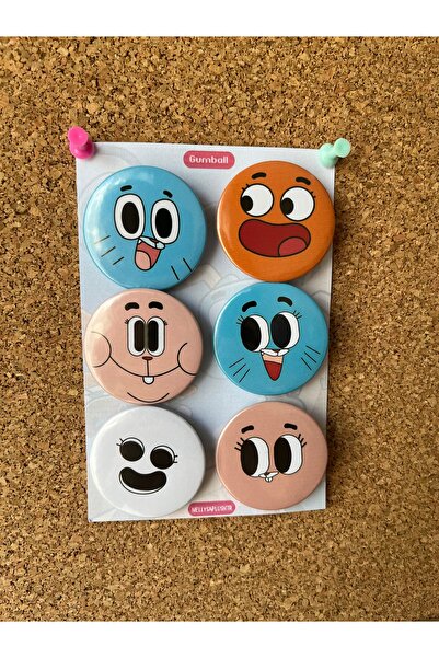 Rozet Gumball ve ailesi 6lı broş seti 44mm