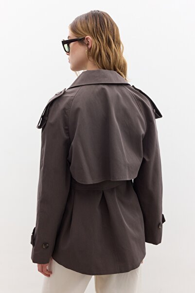 Manuka Double Breasted Short Trench Coat Mink