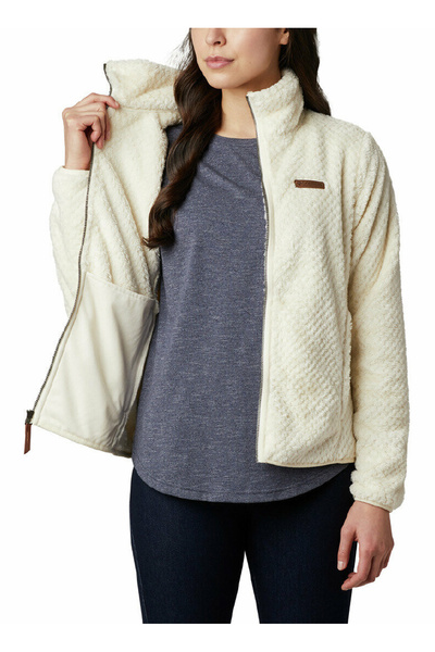 Columbia 1819791191191 White Women's Stand Collar Regular Fit Embossed Sweatshirt