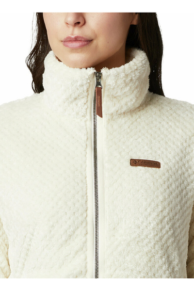 Columbia 1819791191191 White Women's Stand Collar Regular Fit Embossed Sweatshirt