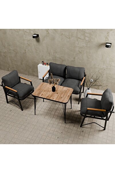 MB GARDEN FURNITURE Simetri Model, Balkon, Bahçe, Cafe, Metal Koltuk Takımı 2 1 1 Masalı