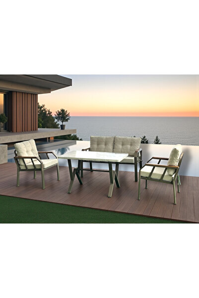 Tu Tienda NERGİZ KAPİÇİNO 2+1+1+MERMER MASA(70X120) BALKON BAHÇE MUTFAK TAKIM...