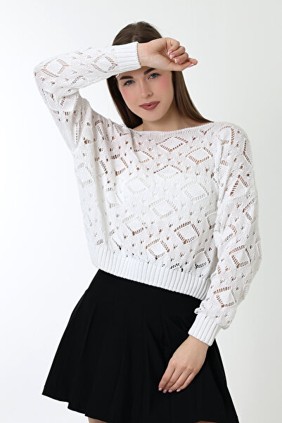 Devinka Γυναικεία μπλούζα πλεκτή με λευκό σχέδιο