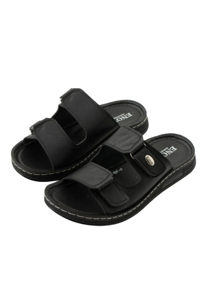 Benittokids Enova Men's Artificial Leather Orthopedic Sole Double Velcro Adjustable Stitched Stylish Inside-Out Slippers Bnt