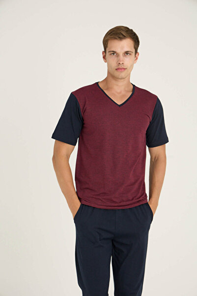 KLY Чоловічий комплект піжами з коміром V-neck, сучасний дизайн 2100