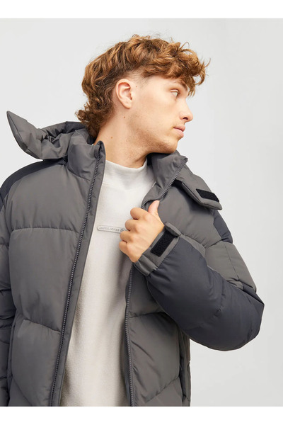 Jack & Jones Men's Wind Resistant Hooded Puffer Coat - Aero