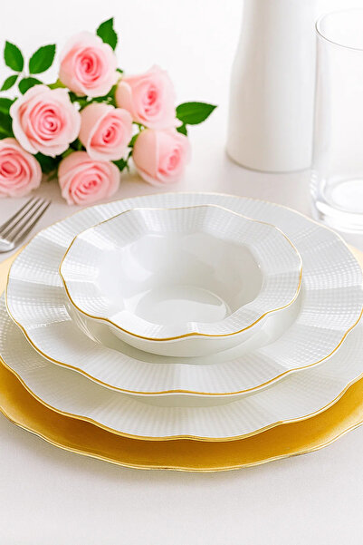 Kütahya Porselen MLN37YT694R520 Milena 37 Parça 8 Kişilik Yemek Takımı – Altın