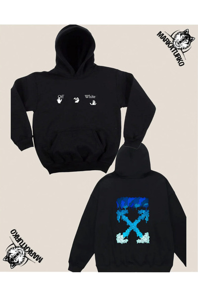 MarkaTurko Street Style Special Design Μαύρο φούτερ Unisex με κουκούλα διπλής όψης 31058-101