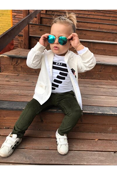 muzur kids Erkek Çocuk Haki Yeşil Pantolon Üst Takım