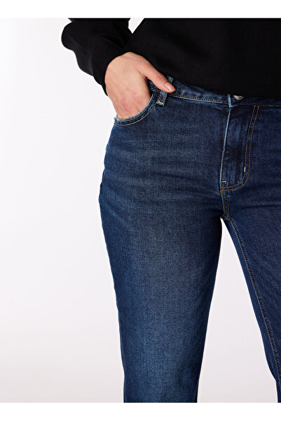 Guess Normal Bel Normal Paça Regular Fit Mavi Kadın Denim Pantolon BROOKLYN - ECO RECY CO WOOL STR I