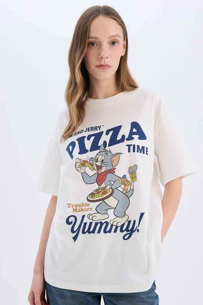 DeFacto Coool Tom & Jerry Oversize Широкий крій Велосипедна комір Короткий рукав Футболка D9120AX25SM