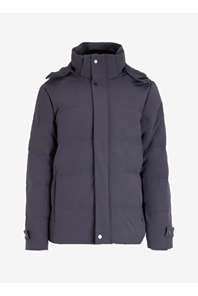 Fabrika Kapüşonlu Kapitone Gri Erkek Mont F4WM-MNT 2659