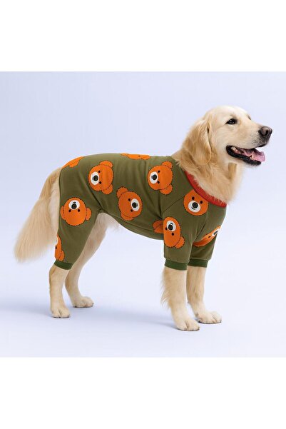 Pettrend Teddy Ted Penye Orta ve Büyük Irk Köpek Pijaması - Köpek Tulumu - Köpek Kıyafeti (15 KG-45 KG)