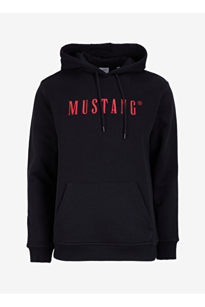 Mustang Kapüşon Yaka Siyah Erkek Sweatshırt M4WM-SWT-1980