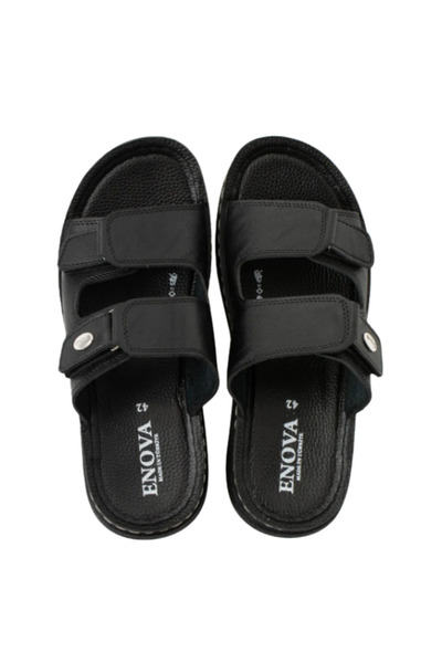 Benittokids Enova Men's Artificial Leather Orthopedic Sole Double Velcro Adjustable Stitched Stylish Inside-Out Slippers Bnt