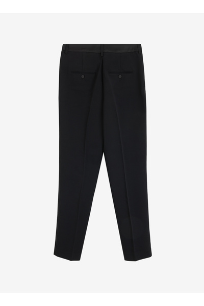 Sisley Women's Black Back Stripe Pocket Detailed Regular Waist Cigarette Pants