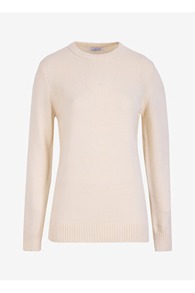 LİMON COMPANY Limon Bisiklet Yaka Basic Düz Ekru Kazak Kadın ML4WL-KZK-9010