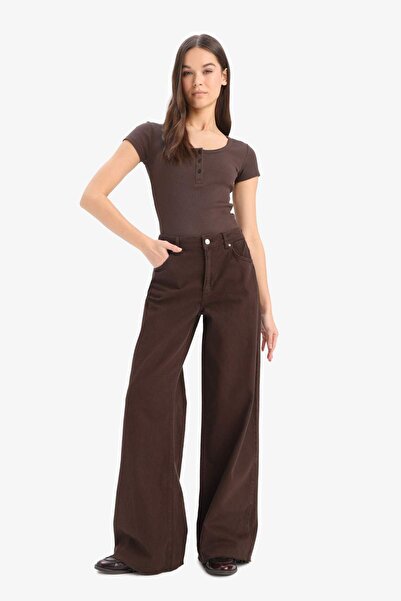 DeFacto Στρογγυλή λαιμόκοψη Κοντό μανίκι Κορμάκι με κουμπωτά F1755AX25SM