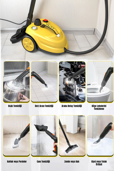 HUTT Çok Fonksiyonlu Profesyonel 2000W Yüksek Sıcaklık Buharlı Temizleyici Halı, Koltuk, Araç ve Mutfak
