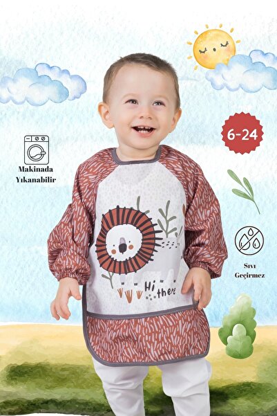 Bebechi مريلة للنشاط والطعام مقاومة للسوائل بنمط الأسد من عمر 6 إلى 24 شهرًا