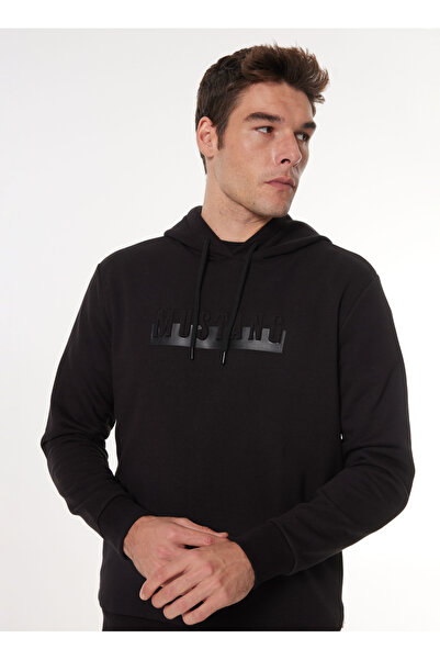 Mustang Bisiklet Yaka Siyah Erkek Sweatshırt M4WM-SWT-1801