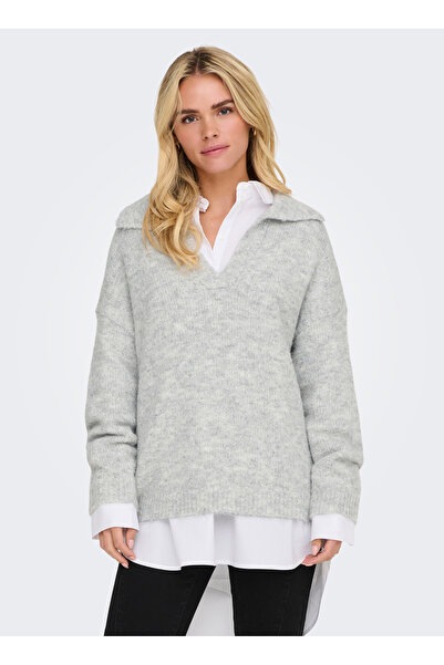 ONLY Onlmaggıe Life Ls Split Neck Cc Knt Koyu Bej 15324310