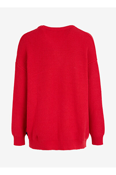 Mustang Kadın Kırmızı Bisiklet Yaka Loose Fit Örgü Kazak M4WL-KZK-1944