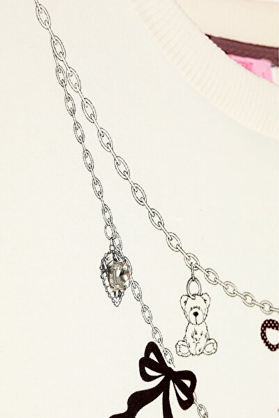 Quzu Φούτερ Oversize με αξεσουάρ Charm Εκρού