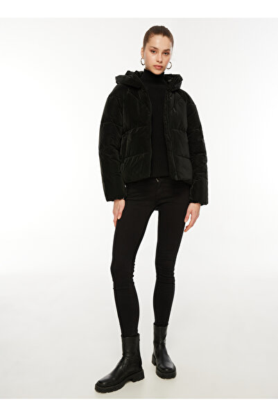 ONLY Black Women's Hooded Collar Coat 15318451 Onlece Puffer Jacket Cs Otw