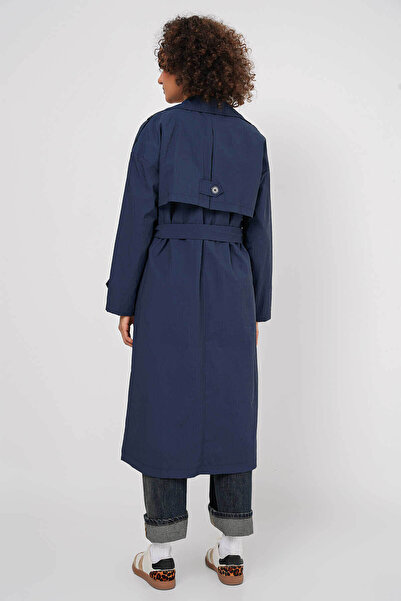 Bigdart Kruvaze Yaka Lacivert Kadın Trençkot 5936