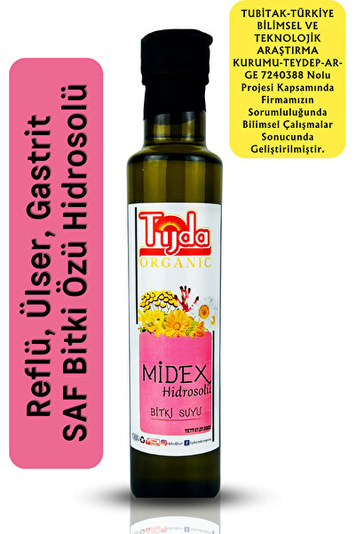 TİJDA Midex Reflü, Ülser, Gastrit,mide Yanması,destek-saf Bitki Özü Karışımı 250 Ml(TÜBİTAK AR-GE) Ürünü