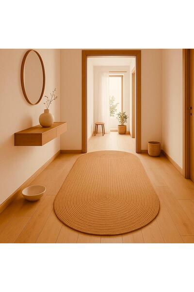 ModaCardin Covor oval cu două fețe - Covor din paie de iută lavabil, tricotat...