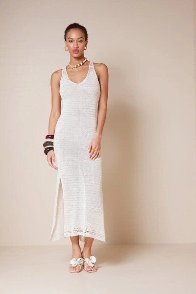 Nisan KADIN TRİKO YIRTMAÇLI ELBİSE